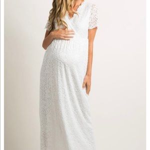 Maternity White lace maxi